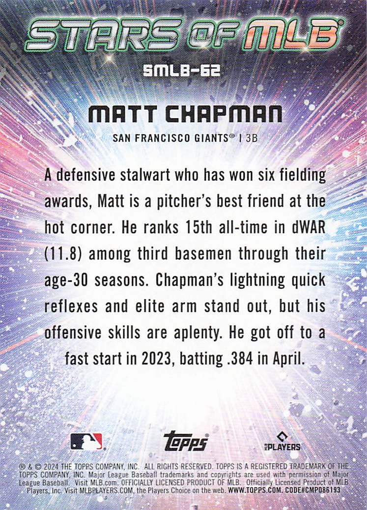 2024 Topps Update Baseball Stars of MLB Matt Chapman #SMLB-62