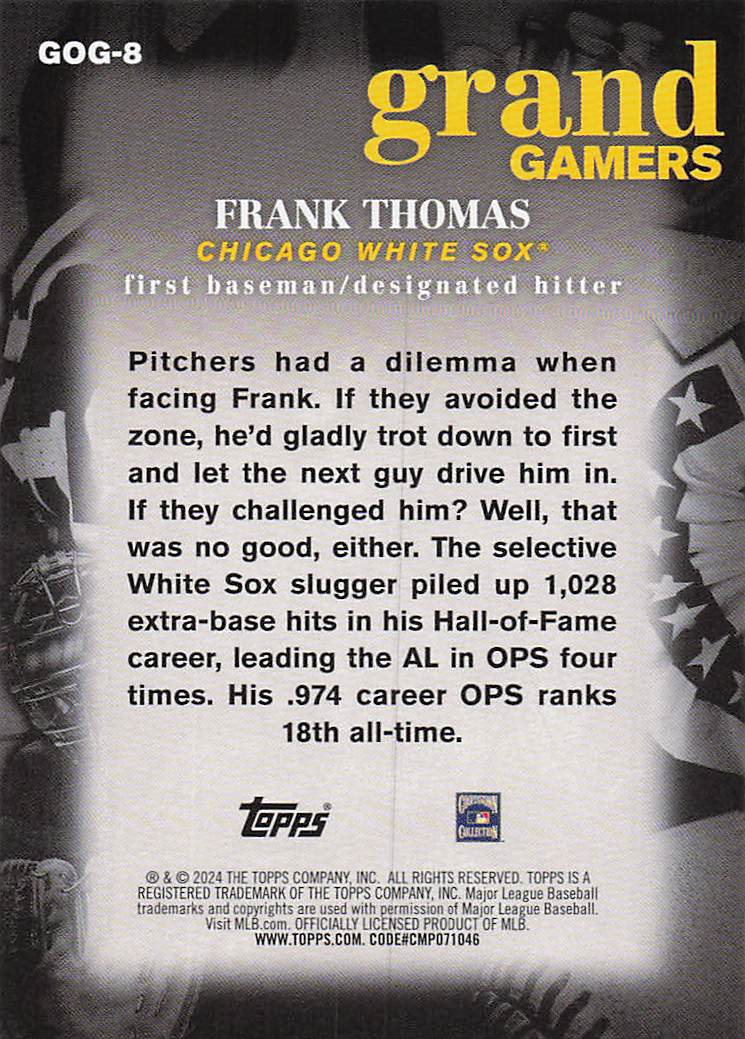 2024 Topps Baseball Grand Gamers Gold Frank Thomas #GOG-8