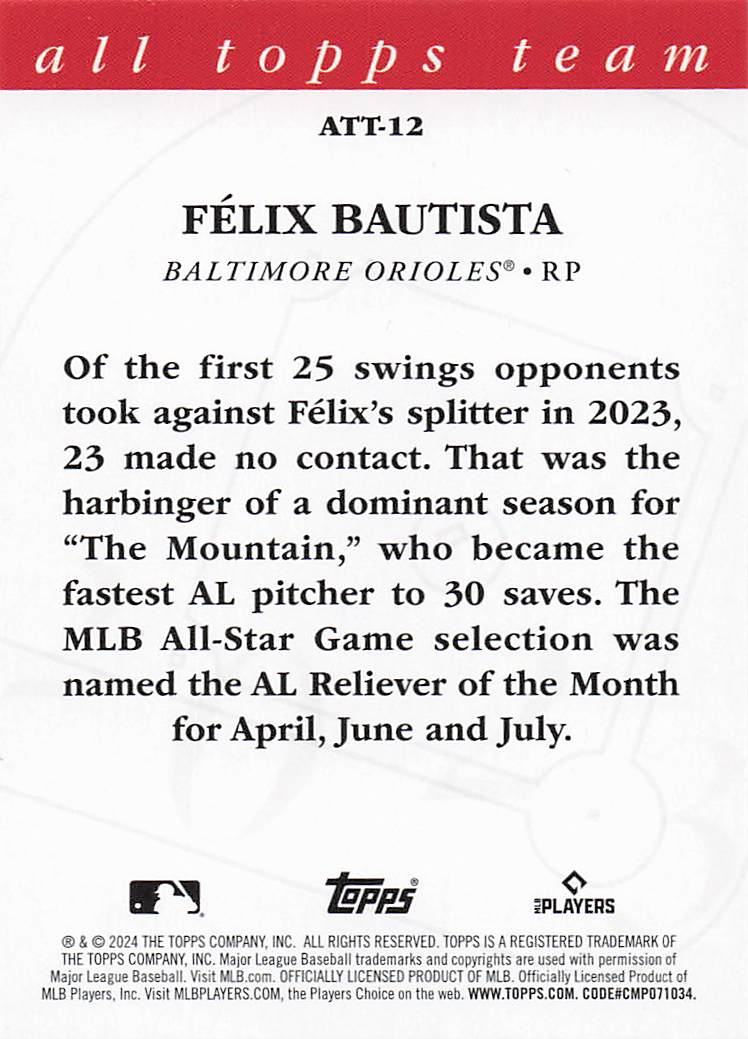 2024 Topps Baseball 2023 All Topps Team Félix Bautista #ATT-12