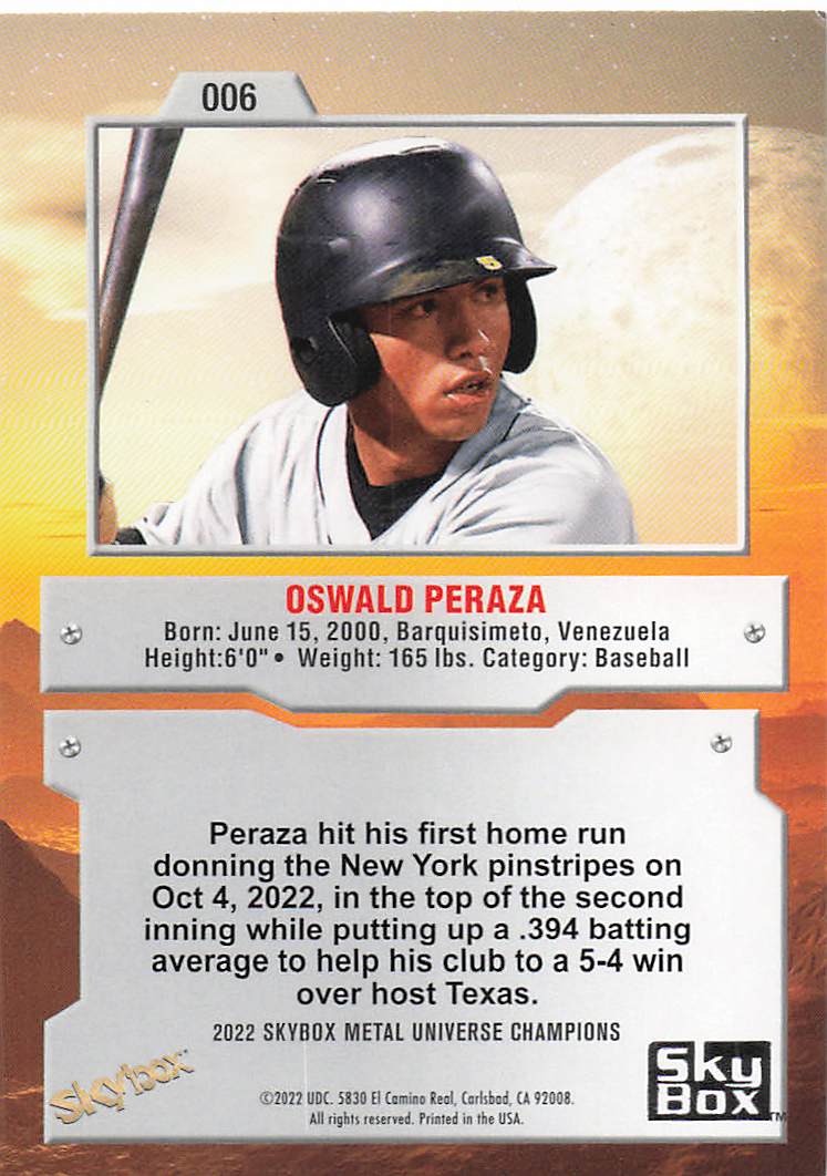 2022 SkyBox Metal Universe Champions Multisport Oswald Peraza #006