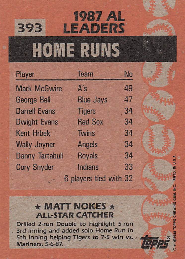 1988 Topps Baseball Matt Nokes #393