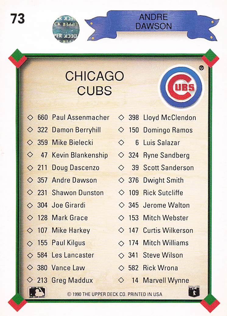 1990 Upper Deck Baseball Andre Dawson #73