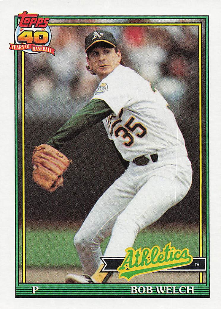 1991 Topps Baseball Bob Welch #50b