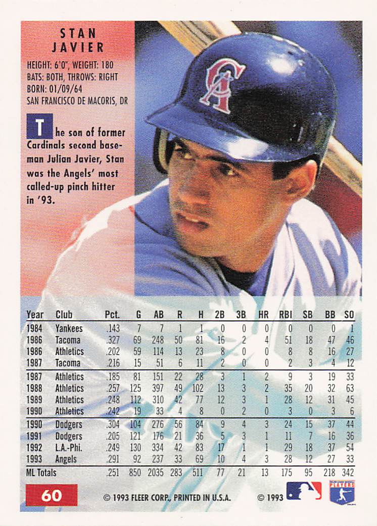 1994 Fleer Baseball Stan Javier #60