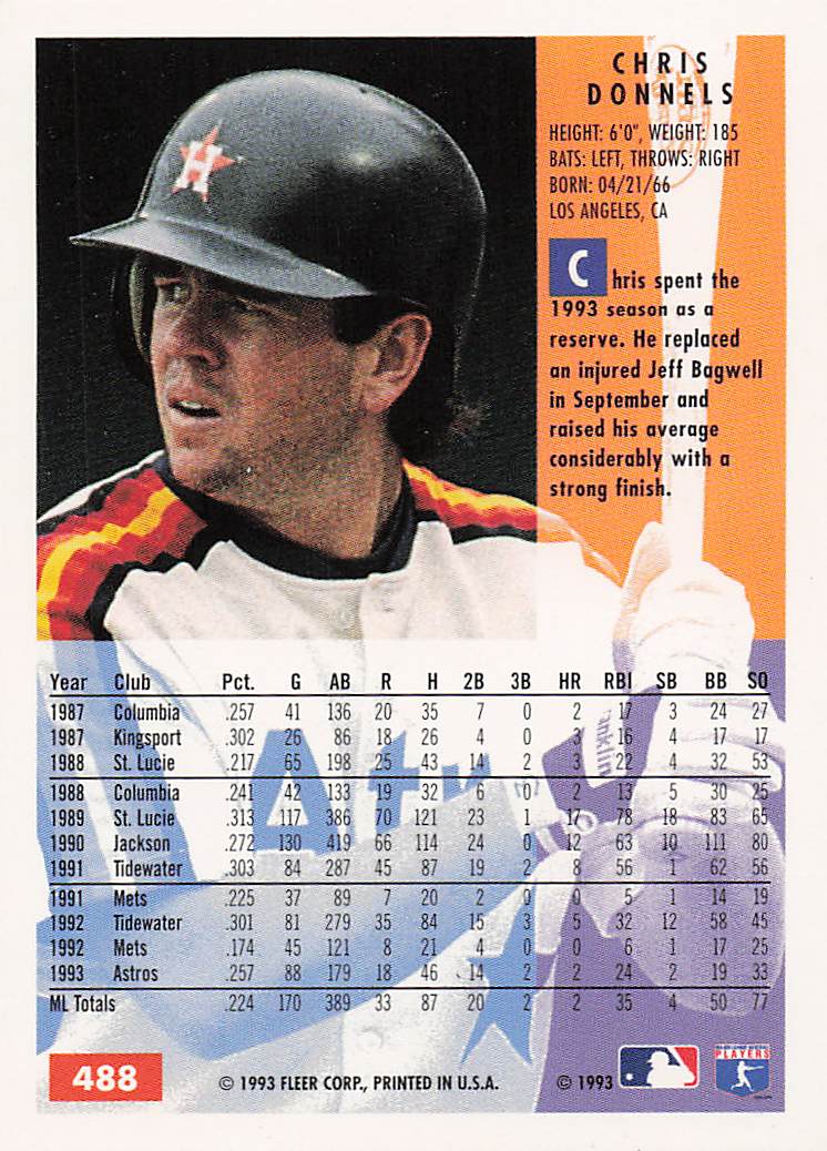 1994 Fleer Baseball Chris Donnels #488
