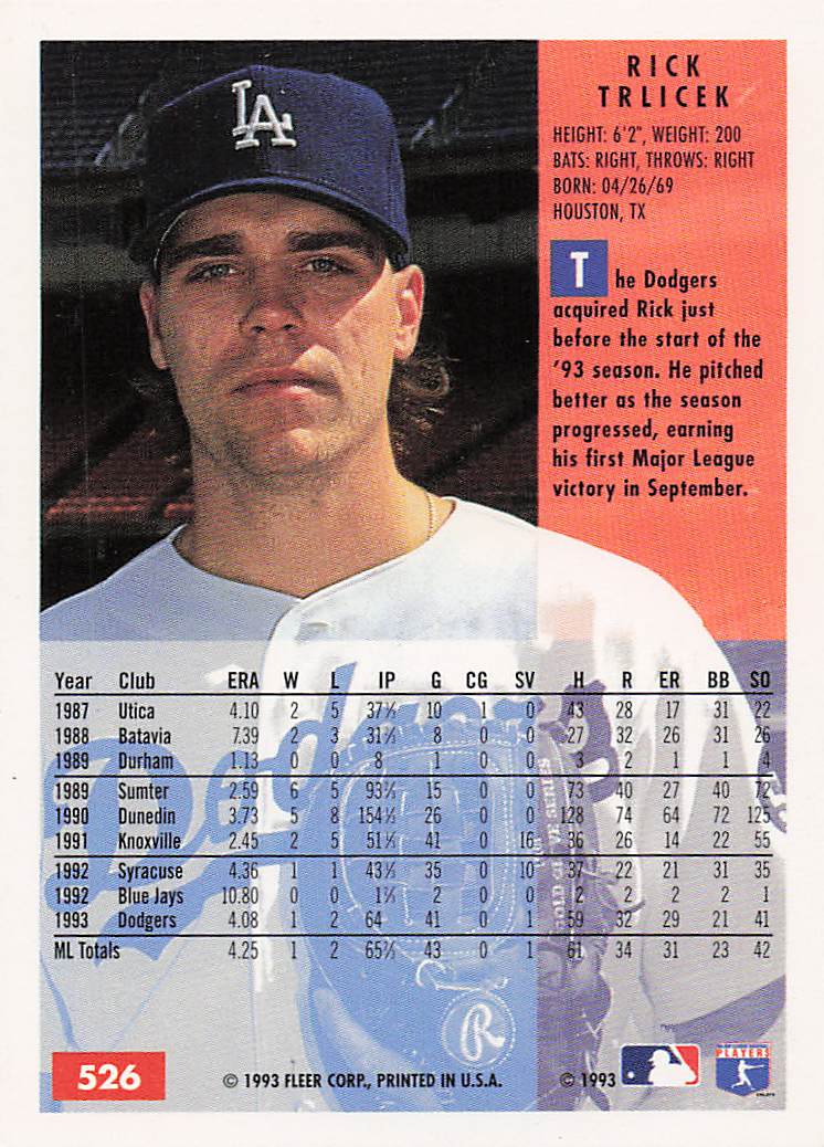 1994 Fleer Baseball Rick Trlicek #526