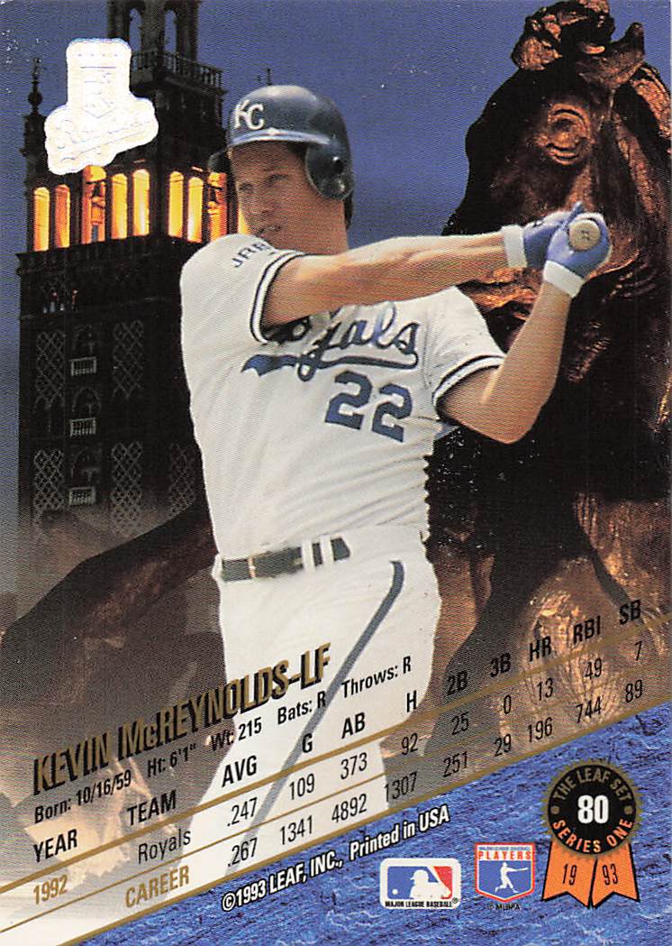 1993 Leaf Baseball Kevin McReynolds #80