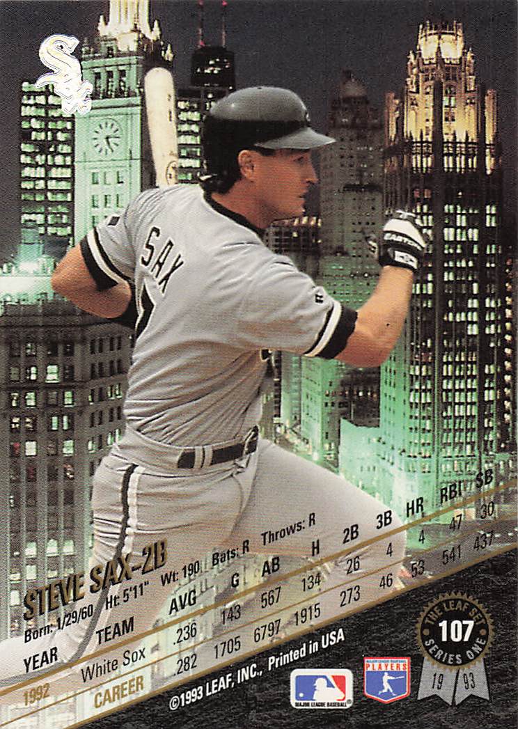 1993 Leaf Baseball Steve Sax #107