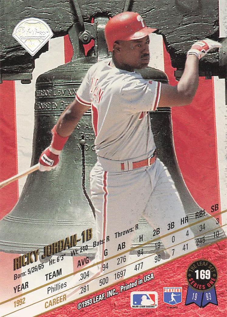 1993 Leaf Baseball Ricky Jordan #169