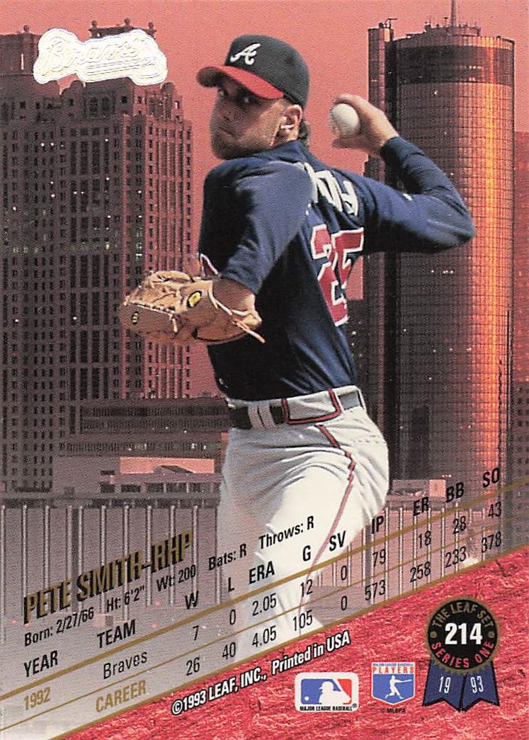 1993 Leaf Baseball Pete Smith #214