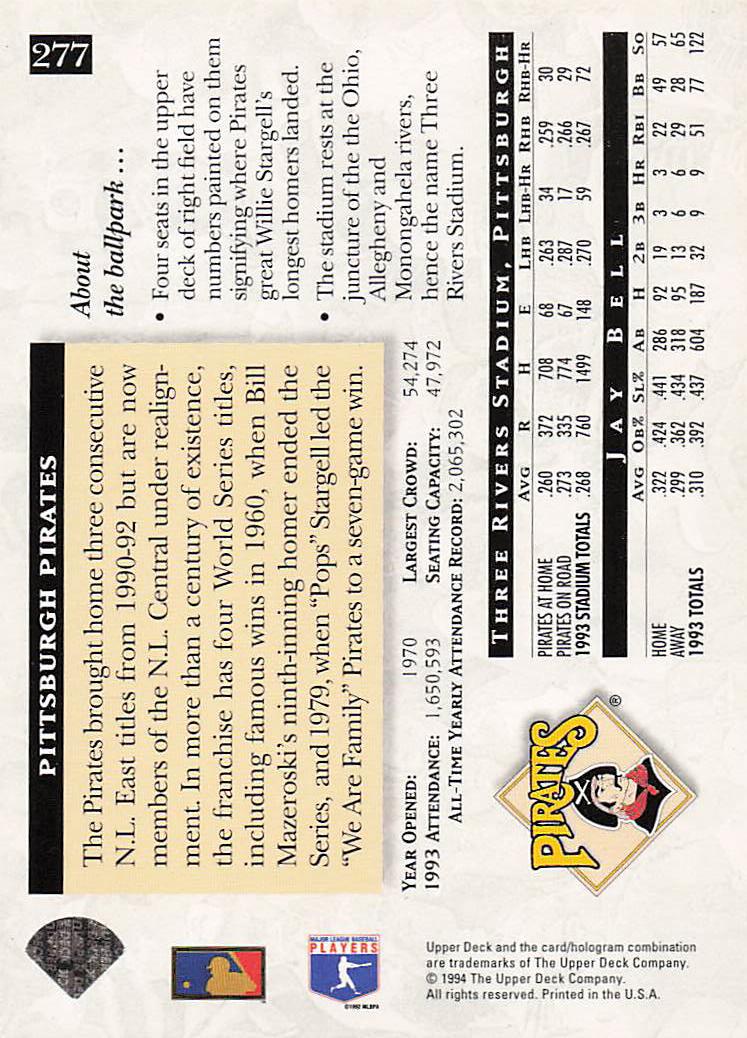 1994 Upper Deck Baseball Electric Diamond Jay Bell #277