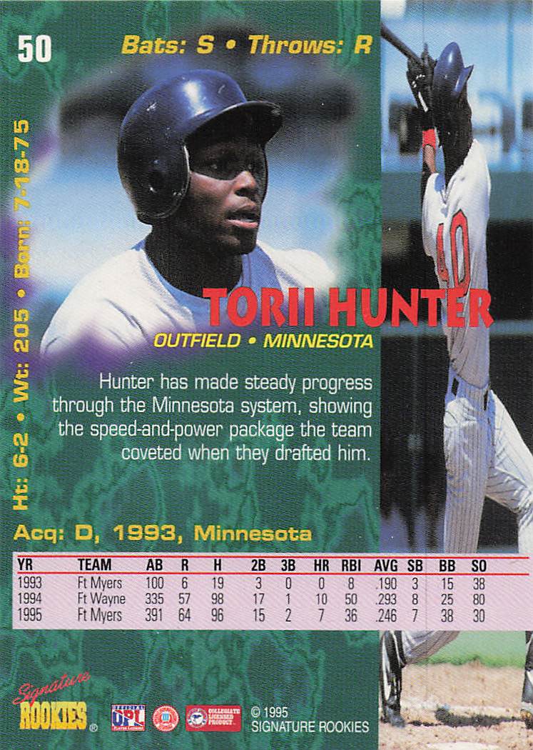 1995 Signature Rookies Tetrad Multisport Torii Hunter #50
