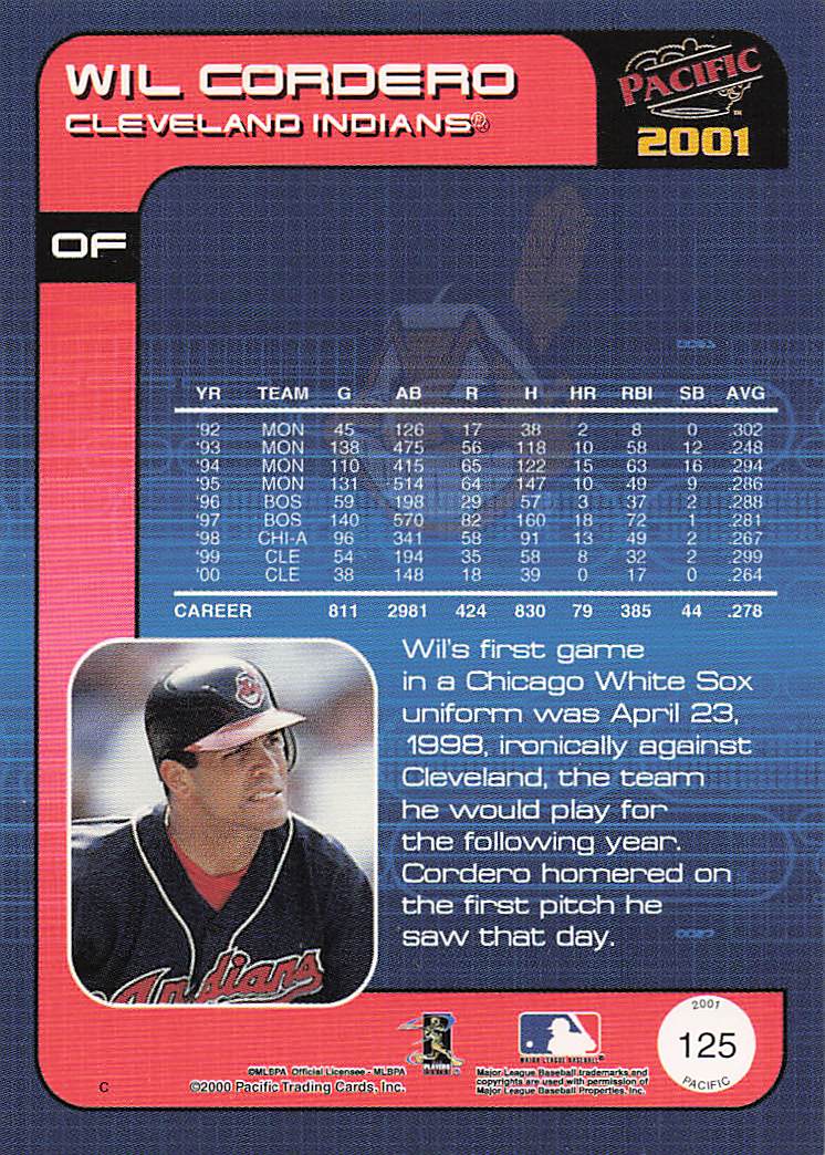 2001 Pacific Baseball Wil Cordero #125