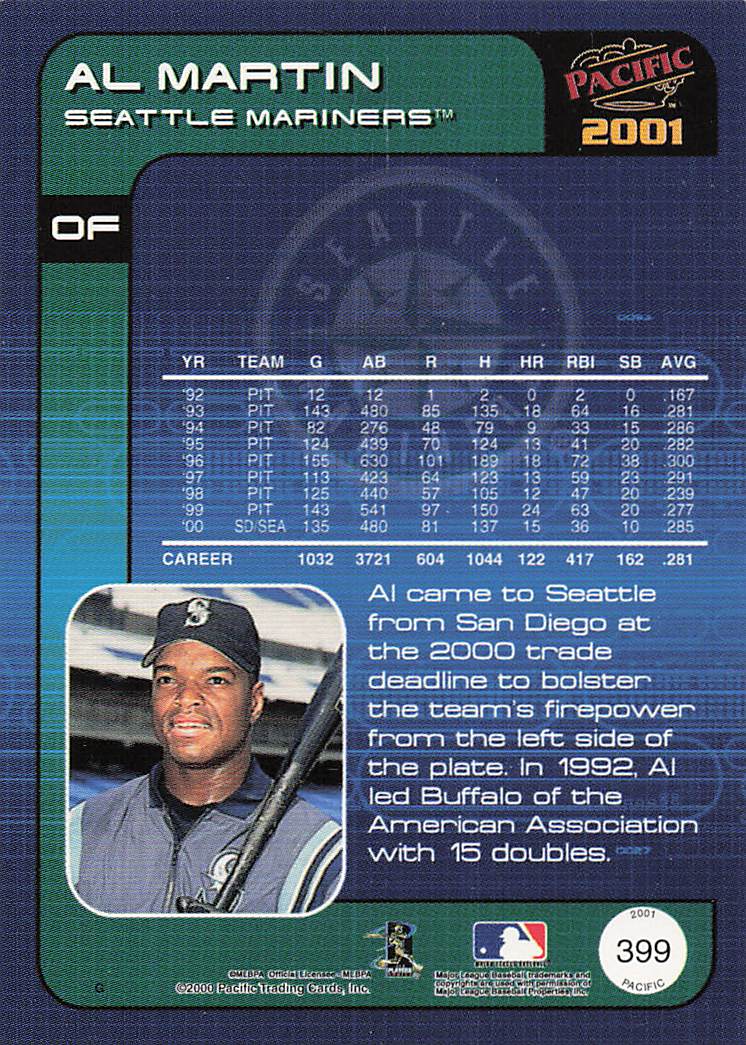 2001 Pacific Baseball Al Martin #399