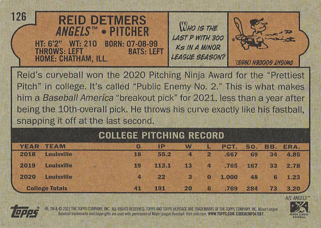 2021 Topps Heritage Minor League Baseball Reid Detmers #126