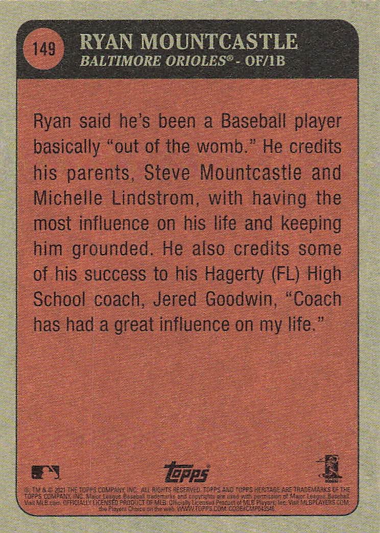 2021 Topps Heritage Baseball Ryan Mountcastle #149