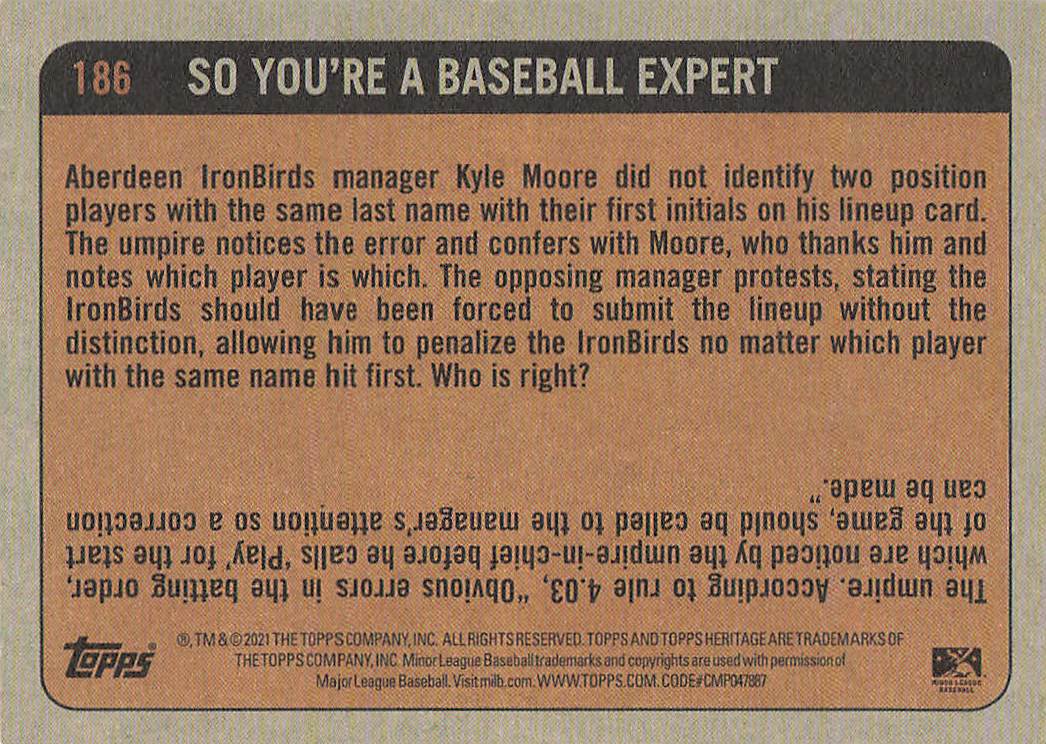 2021 Topps Heritage Minor League Baseball Austin Martin #186