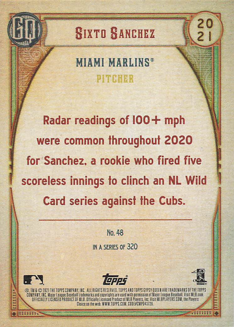 2021 Topps Gypsy Queen Baseball Sixto Sanchez #48 Rookie
