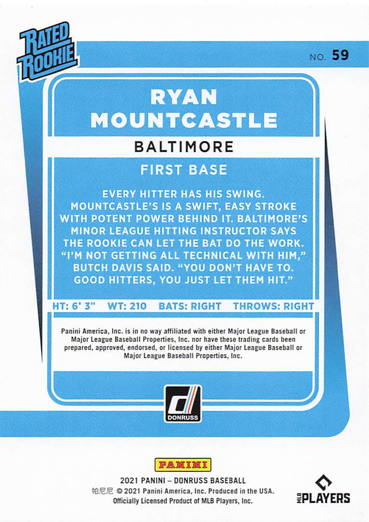 2021 Donruss Baseball Ryan Mountcastle #59 Rookie