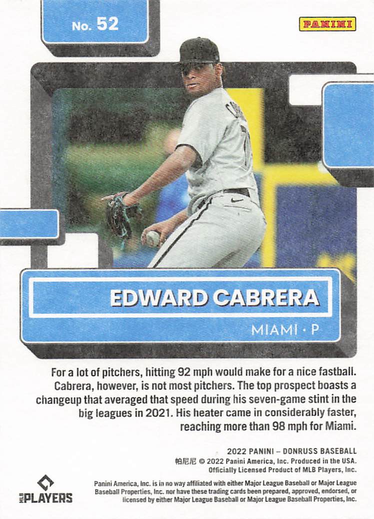 2022 Donruss Baseball Independence Day Edward Cabrera #52 Rookie