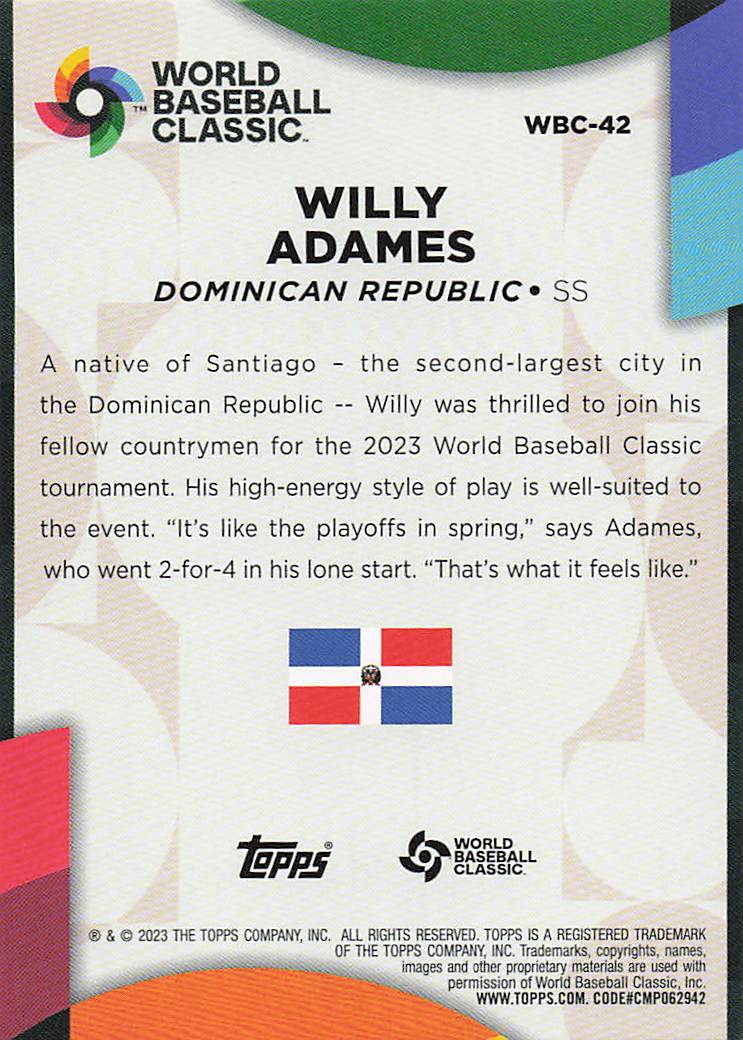 2023 Topps Baseball 2023 World Baseball Classic Stars Willy Adames #WBC-42