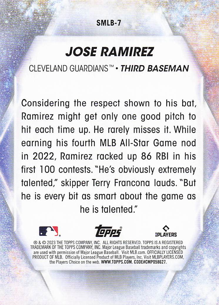 2023 Topps Baseball José Ramírez #SMLBC-7