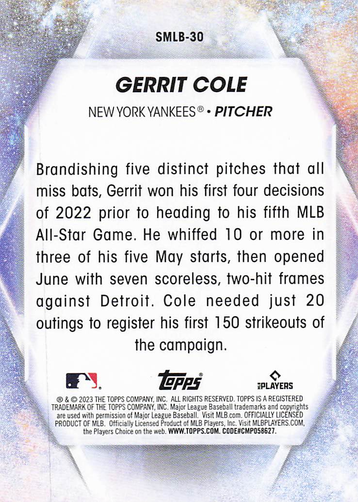 2023 Topps Baseball Stars of MLB Gerrit Cole #SMLB-30