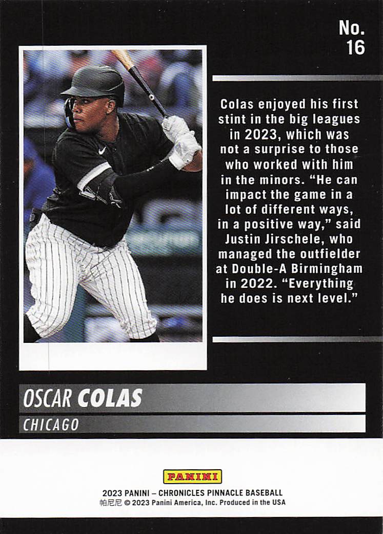2023 Panini Chronicles Baseball Pinnacle Oscar Colas #16