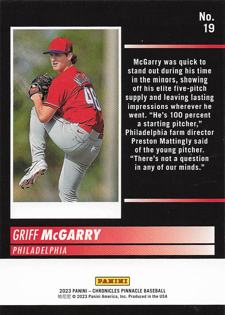 2023 Panini Chronicles Baseball Pinnacle Griff McGarry #19