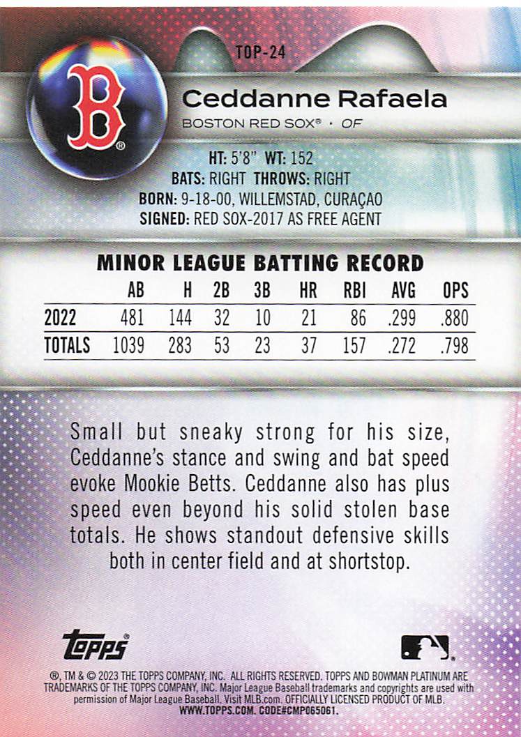 2023 Bowman Platinum Baseball Top Prospects Ceddanne Rafaela #TOP-24