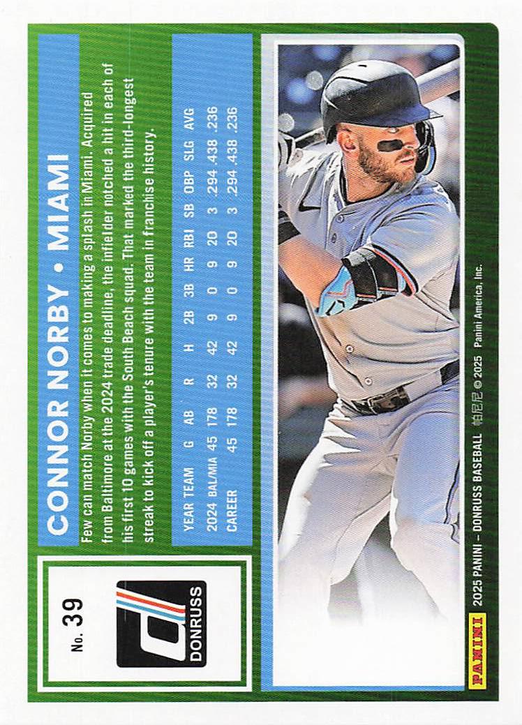 2025 Donruss Baseball Connor Norby #39 Rookie