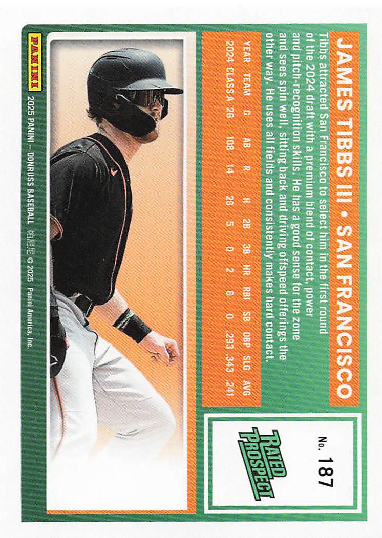 2025 Donruss Baseball James Tibbs III #187