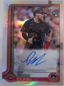 2025 Topps Chrome Baseball Rookie Autographs Refractor 369/499 Blake Dunn #RA-BD