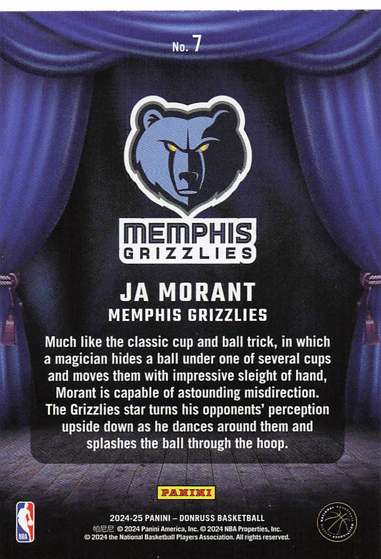 2024-25 Donruss Basketball Magicians Ja Morant #7