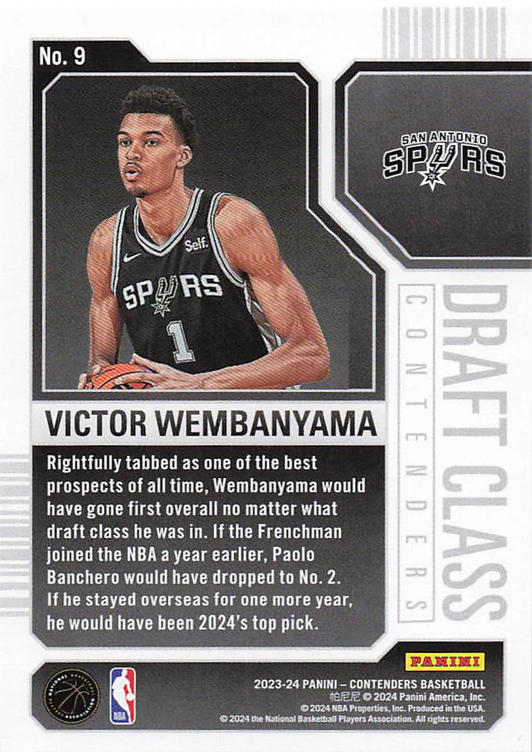 2023-24 Panini Contenders Draft Class Contenders Victor Wembanyama #9