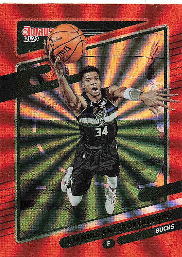 2021-22 Donruss Basketball Holo Orange Laser Giannis Antetokounmpo #177