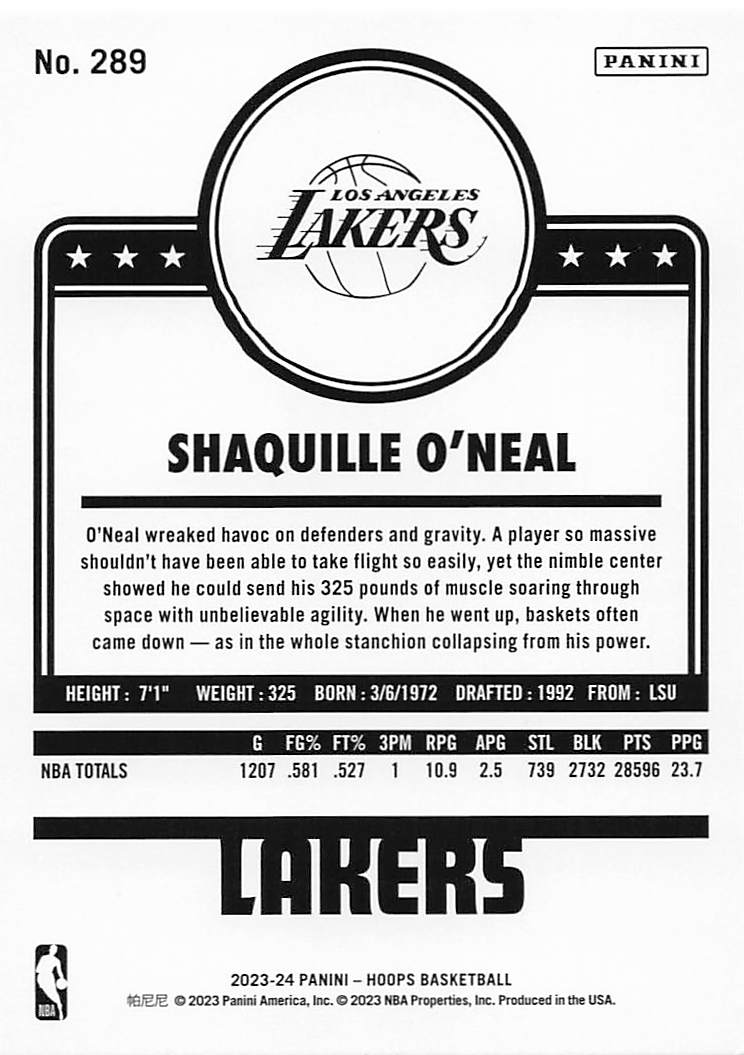 2023-24 Hoops Basketball Shaquille O'Neal #289