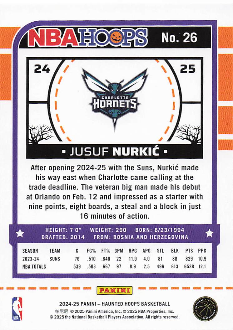 2024-25 Hoops Haunted Hoops Basketball Slime Jusuf Nurkic #26