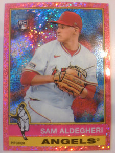 2025 Topps Heritage Chrome Pink Sparkle Refractor Sam Aldegheri #322 RC