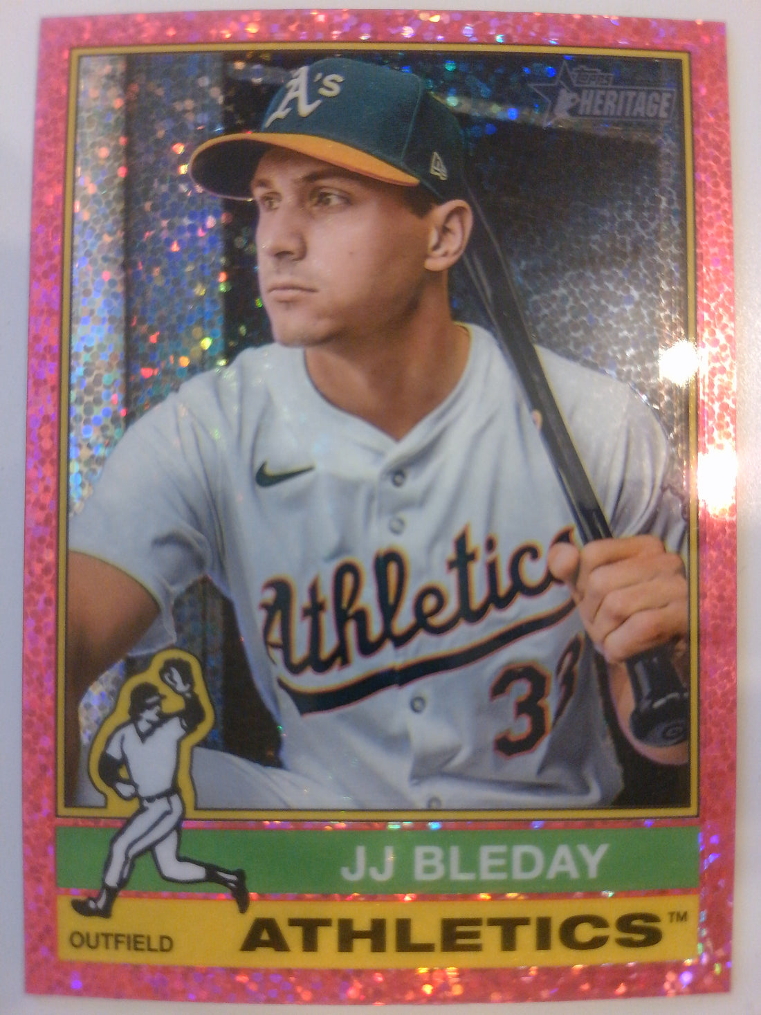 2025 Topps Heritage Baseball Chrome Pink Sparkle Refractor JJ Bleday #421