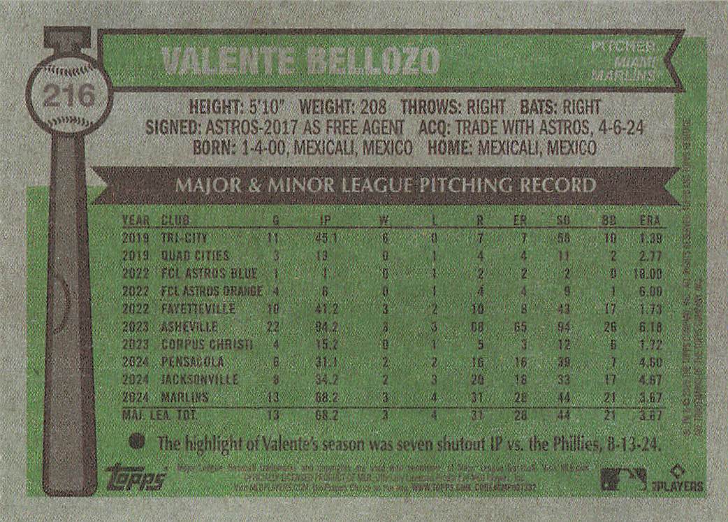 2025 Topps Heritage Baseball Valente Bellozo #216 Rookie