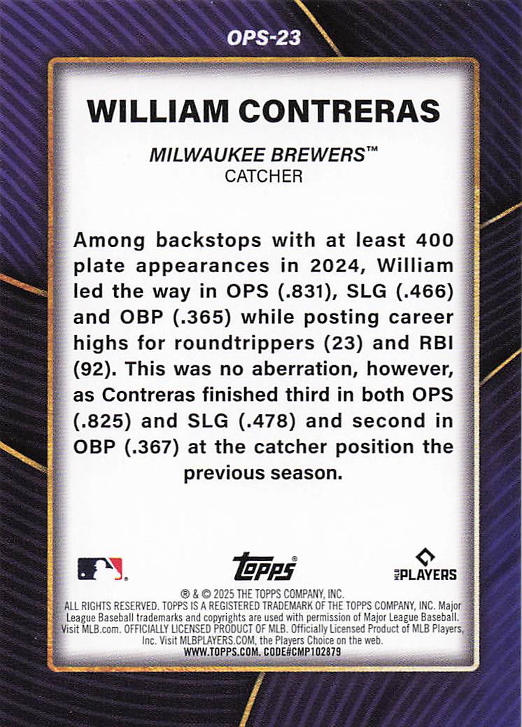 2025 Topps Baseball OPS Leaders William Contreras #OPS-23