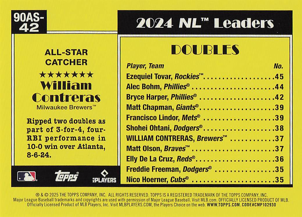 2025 Topps Baseball 1990 Topps Baseball All-Stars William Contreras #90AS-42b