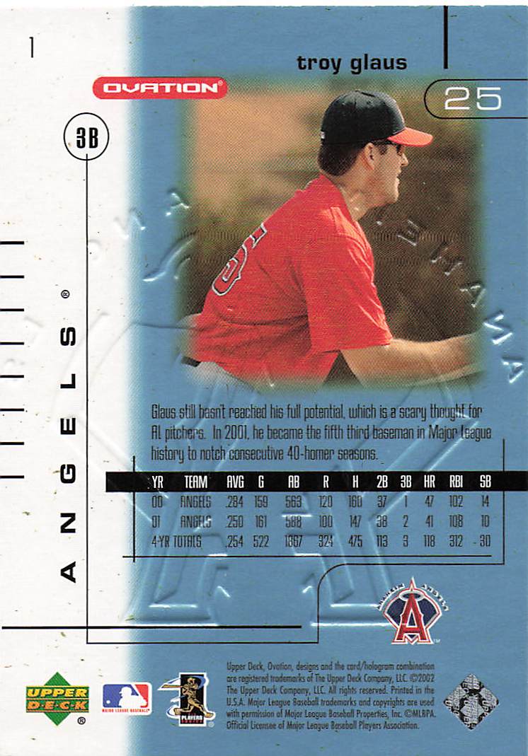2002 Upper Deck Ovation Baseball Troy Glaus #1