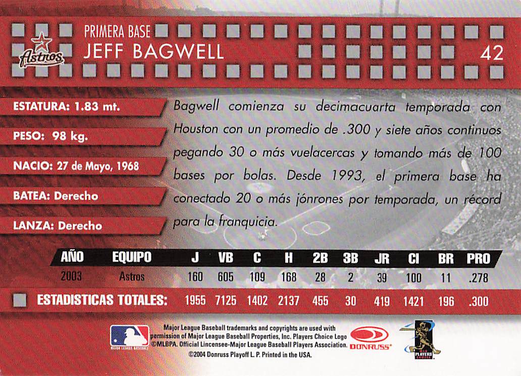 2003 Donruss Estrellas Baseball Jeff Bagwell #37