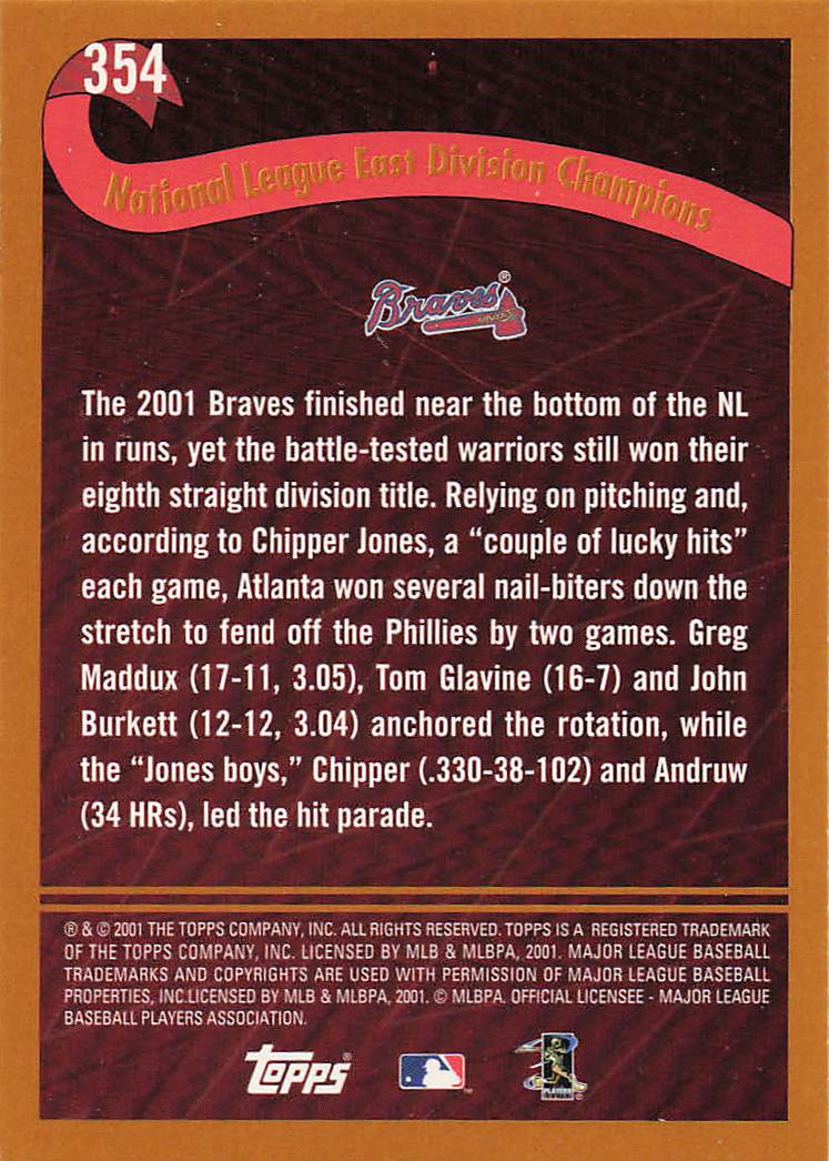 2002 Topps Baseball Atlanta Braves #354