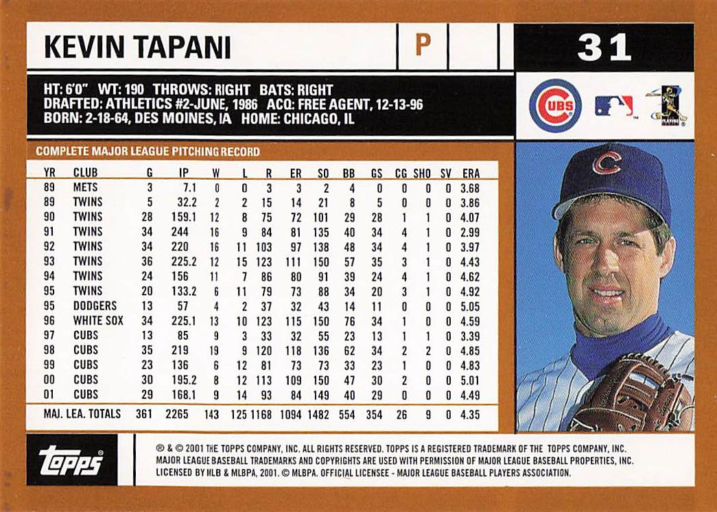 2002 Topps Baseball Kevin Tapani #31