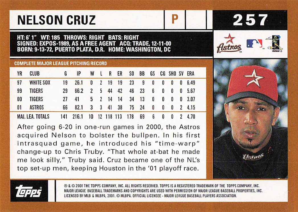 2002 Topps Baseball Nelson Cruz #257
