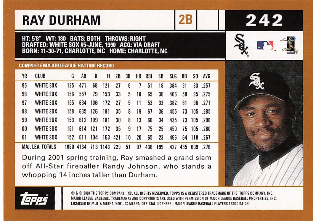 2002 Topps Baseball Ray Durham #242