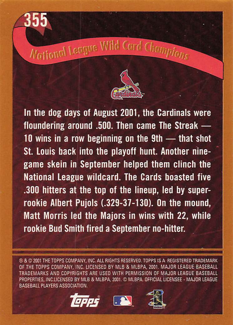 2002 Topps Baseball St. Louis Cardinals #355